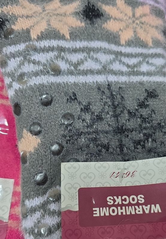 Шкарпетки-валянки "КОРОНА" В-200-62 термо домашні на товстому хутрі з вовною (норка) та з гальмами на підошві жіночі, р. 37-41 -асорті -(Орнамент +сніжинки) -уп 12 шт