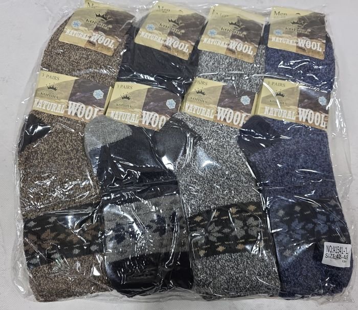 Шкарпетки "КОРОНА" А-1541-1 термо ангора вовна на махрі чоловічі, р. 42-48 асорті -(Меланжеві в'язані +під гумкою орнамент з крижинок-чол.) -уп. 12 шт