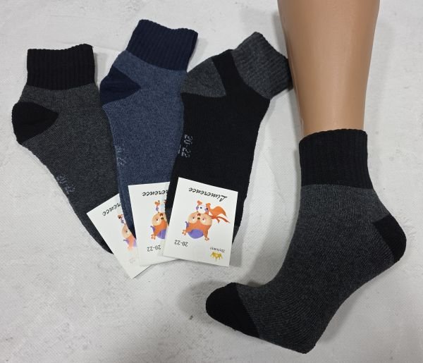 Шкарпетки Житомир "LIMERENCE" 1500-17 махрові дитячі, розмір за довжиною стопи: 18-20, 20-22 -(Махра -хлопчик -середні комбіновані із широкою гумкою) -уп. 12 шт