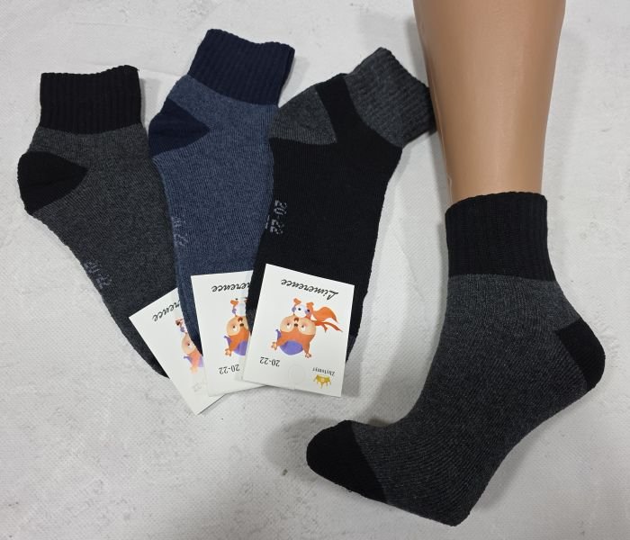 Шкарпетки Житомир "LIMERENCE" 1500-17 махрові дитячі, розмір за довжиною стопи: 18-20, 20-22 -(Махра -хлопчик -середні комбіновані із широкою гумкою) -уп. 12 шт