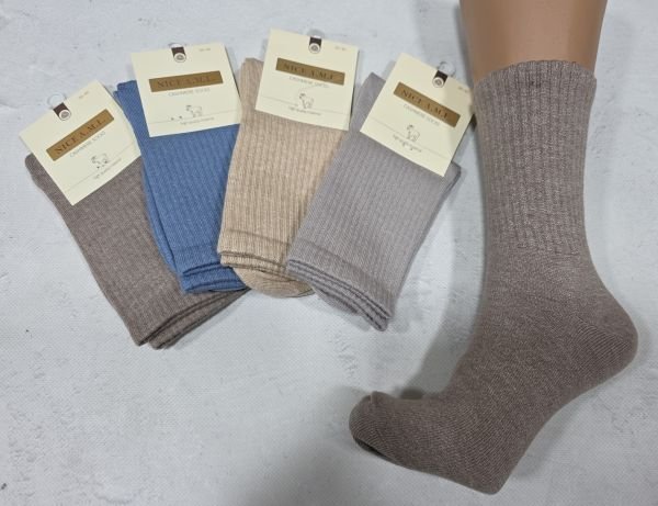 Шкарпетки "NICE A.M.L." 821 кашемірові жіночі, р. 36-40 -асорті -(Кашемір /однотонні +з високою високою гумкою в рубчик) -уп. 10 шт