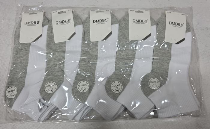 Шкарпетки "DMDBS" ВS-018 стрейч /cotton жіночі, р. 36-41 -(Середні /білий верх +сірий низ +широка гумка в рубчик +посередині гумка фіксатор-жін.) - уп. 10 шт