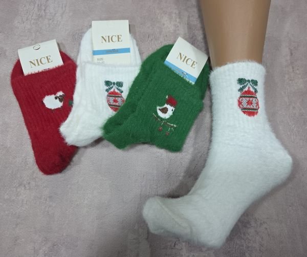 Шкарпетки "Nice" 712-MIX норка жіночі, р. 36-40 -асорті -(Однотонні +на середній гумці в рубчик мікс маленької вишивки) -уп. 6 шт