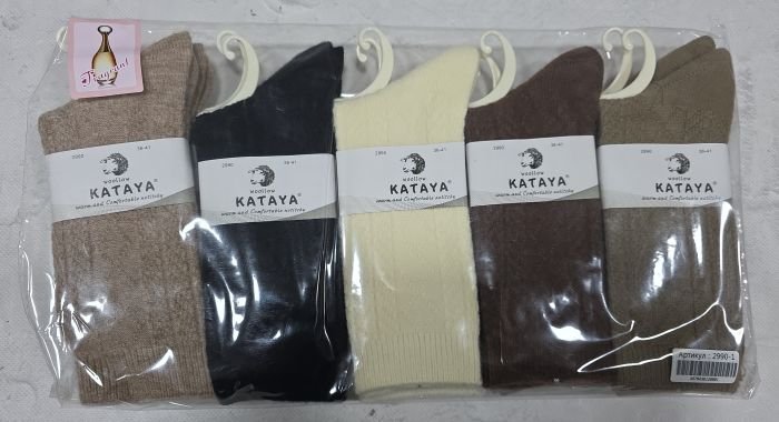 Шкарпетки "KATAYA" 2990-1 кашемір +овеча вовна парфумовані жіночі, р. 36-41 -(Високі /однотонні з рельєфним візерунком) -уп. 10 шт