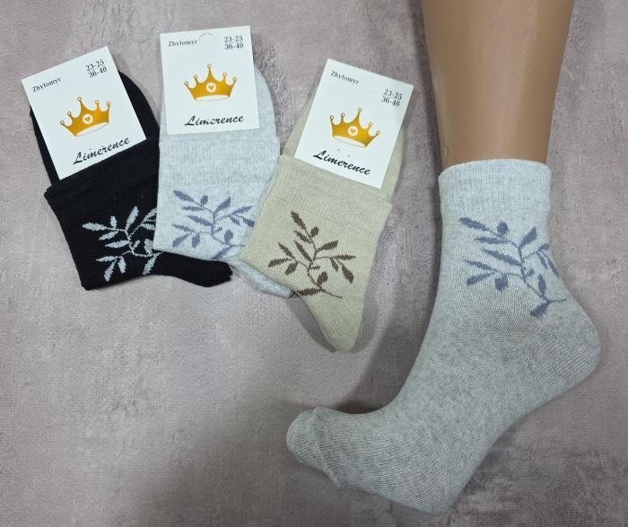 Шкарпетки Житомир "Limerence" 403-78 стрейч жіночі, р. 36-40 -асорті -(стрейч /середні +збоку тоненька гілочка) -уп. 12 шт