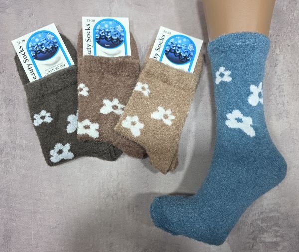 Шкарпетки Житомир "Beauty Socks /Красота" 50-004 травка/ кашмилон жіночі, р. 23-25 -випадкове асорті -(Високі /однотонні + білі квіточки) -уп. 4 шт