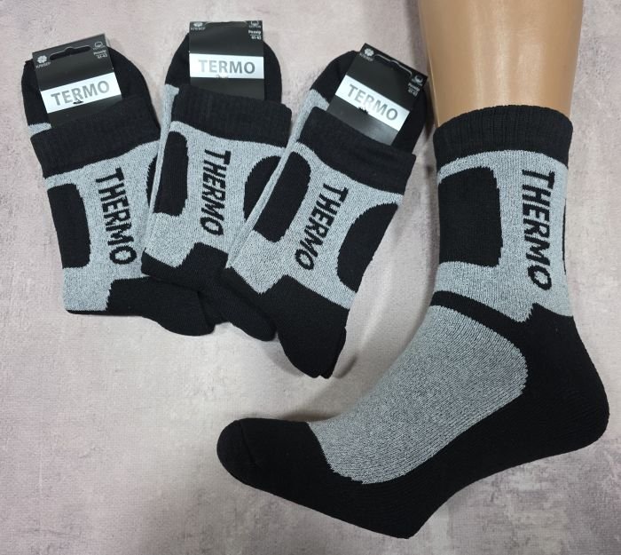 Шкарпетки Олександрія "Klever-CLV" 1527-13 махрові чоловічі, р. 41-45 -(Комбіновані - світло-сірі +напис Thermo -махра) -уп. 12 шт.