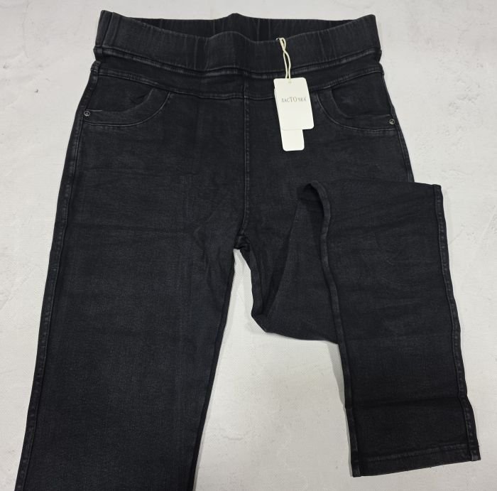 Джеггінси "ЛАСТОЧКА" 4069-3В- джинси-стрейч на байці, верх на резинці +спереду та ззаду кишені, р. 6XL-(52-54), 7XL-(54-56), 8XL-(56-58) -(чорно-сірі) -уп. 1 шт