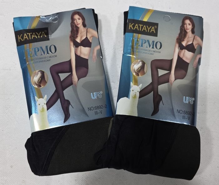Колготки "Kataya" 6892-2 на хутрі до стопи з імітацією капронових, щільність 8800D з ефектом голих ніжок +зверху підтримуючі трусики з ефектом push-up, р. III-V -(44-48) -уп. 1 шт