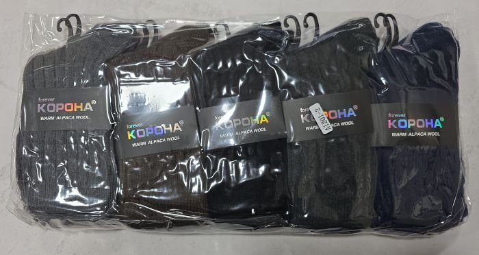 Шкарпетки "КОРОНА" А-1201-2 альпака вовна чоловічі, р. 41-47 -(асорті -однотонні однотонні в рельєфний рубчик) -уп. 10 шт