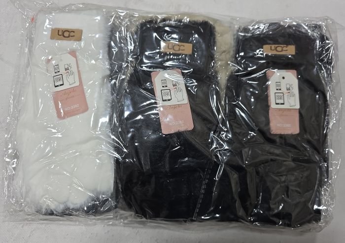 Рукавички жіночі "Anjela" 2302 норка, асорті -(Однотонні +на манжеті емблема UCC) -уп. 12 шт.