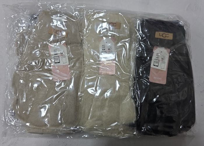 Рукавички жіночі "Anjela" 2302 норка, асорті -(Однотонні +на манжеті емблема UCC) -уп. 12 шт.