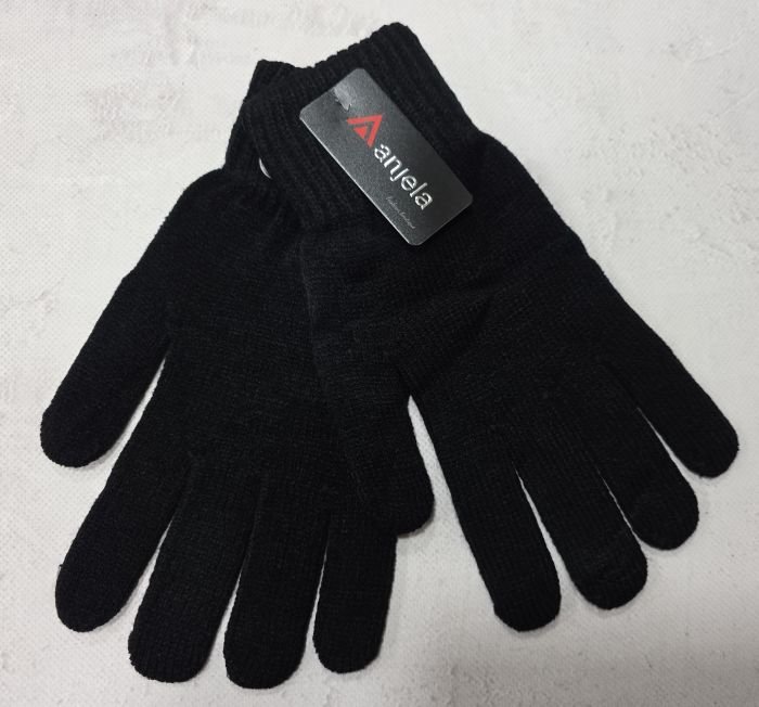 Рукавички чоловічі "Anjela" 1011 з начосом -(чорні -чоловічі) -уп. 12 шт