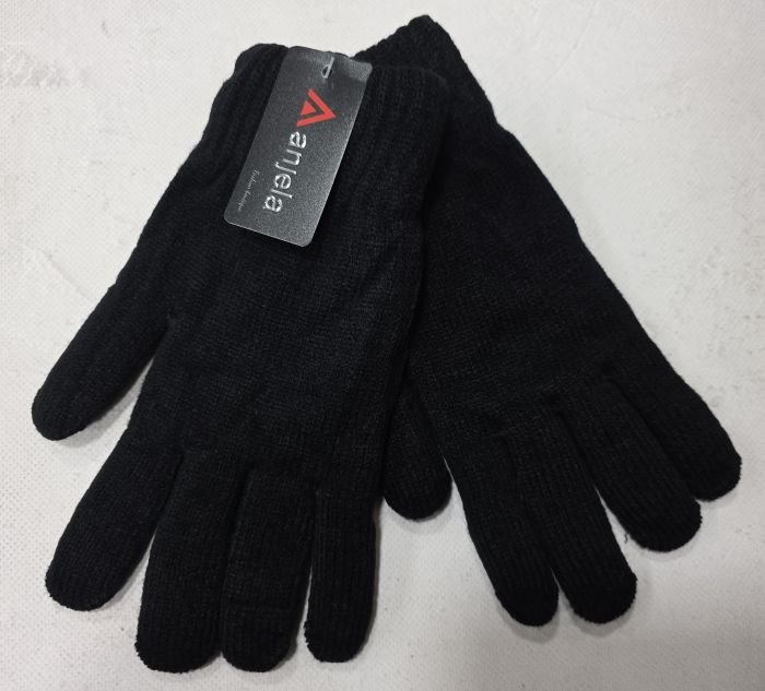 Рукавички чоловічі "Anjela" 1111 подвійні на махрі -(чорні-чоловічі) -уп.12 шт