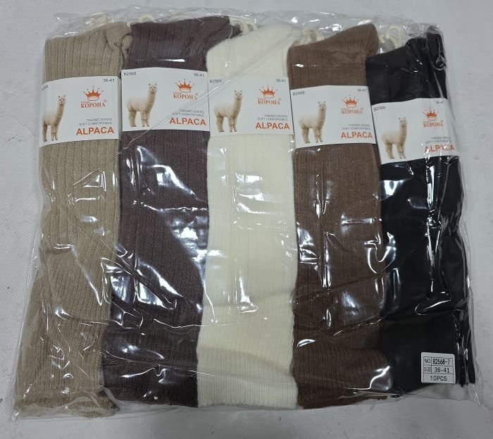 Гольфи /підколінки "Корона" B-2568-7 альпака вовна термо жіночі, р. 36-41 -асорті -(Однотонні у рельєфний рубчик) -уп. 10 шт
