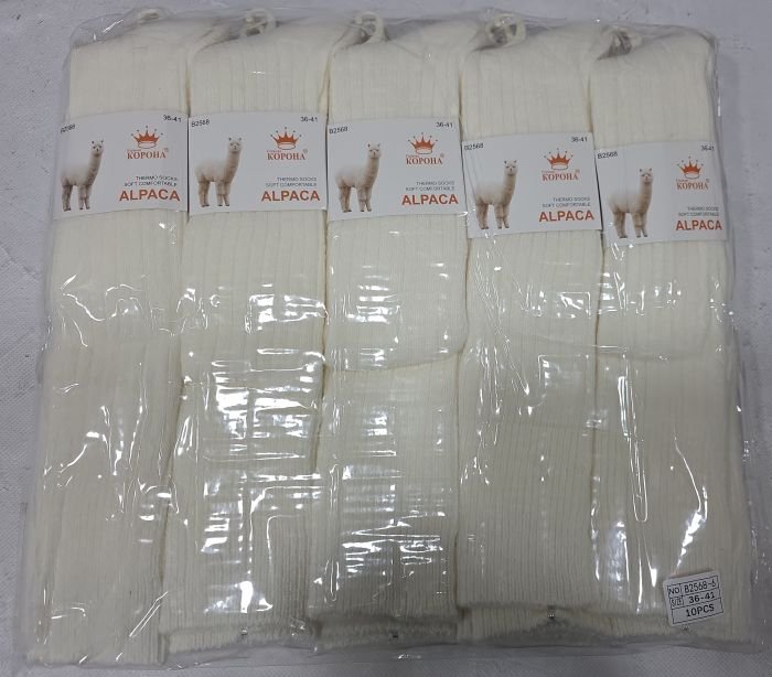 Гольфи /підколінки "Корона" B-2568-6 альпака вовна термо жіночі, р. 36-41 -(Молочні у рельєфний рубчик) -уп. 10 шт