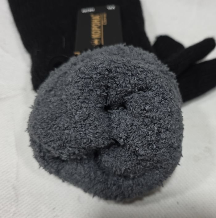 Рукавички чоловічі "Корона" 8252 -XXL подвійні на махрі +з додаванням вовни та кашеміру -(Чорні) -уп.12 шт.