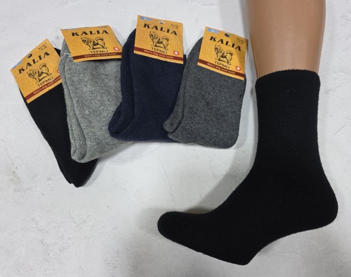 Шкарпетки "KALIA" А-617 термо собача вовна на махрі "Без резинки+" чоловічі, р. 41-48 -асорті -(Б/р -однотонні) -уп. 12 шт
