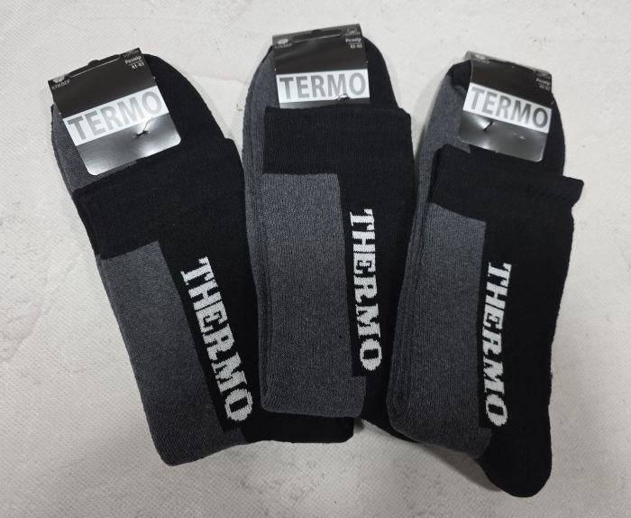 Шкарпетки Олександрія "Klever-CLV" 1527-15 махрові чоловічі, р. 41-45 -(Комбіновані -графітові +на чорній вставці "білий напис Thermo"-махра) -уп. 12 шт