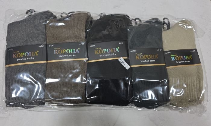Шкарпетки "КОРОНА" А-1291-2 альпака вовна на махрі з начосом чоловічі, р. 41-47 асорті -(Однотонні) -уп. 12 шт