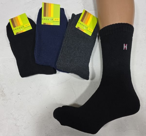 Шкарпетки Житомир "КРОКУС" 2020 махрові чоловічі класика, р. 39-42, 42-45 -(Махра -асорті) -уп. 12 шт