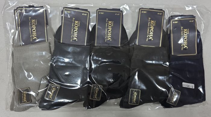 Шкарпетки "Корона" AY-1581-2 стрейч /cotton чоловічі, р. 41-47 -(асорті -класика /однотонні) -уп. 10 шт.