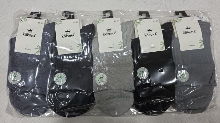 Шкарпетки "Корона" AY-303-3 стрейч /бамбук чоловічі, р. 41-47 -(асорті -класика в рубчик) -уп. 10 шт.