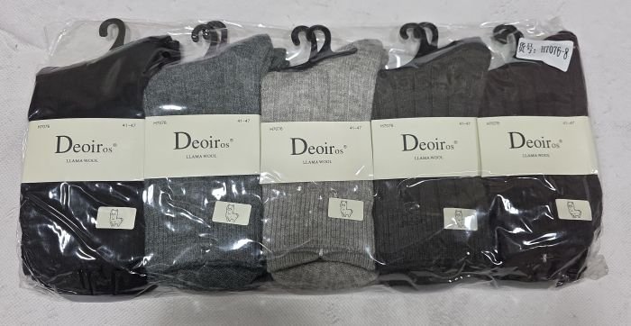 Шкарпетки "Deoiros" Н-7076-8 вовна лами чоловічі, р. 41-47 -асорті -(Однотонні в широкий рубчик) -уп. 10 шт