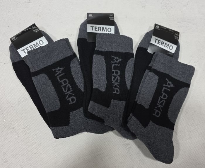 Шкарпетки Олександрія "KLEVER-CLV" 1527-16 махрові чоловічі, р. 41-45 -(Комбіновані -сірі з чорним +на чорній вставці сірий напис Аlaska-махра) -уп. 12 шт