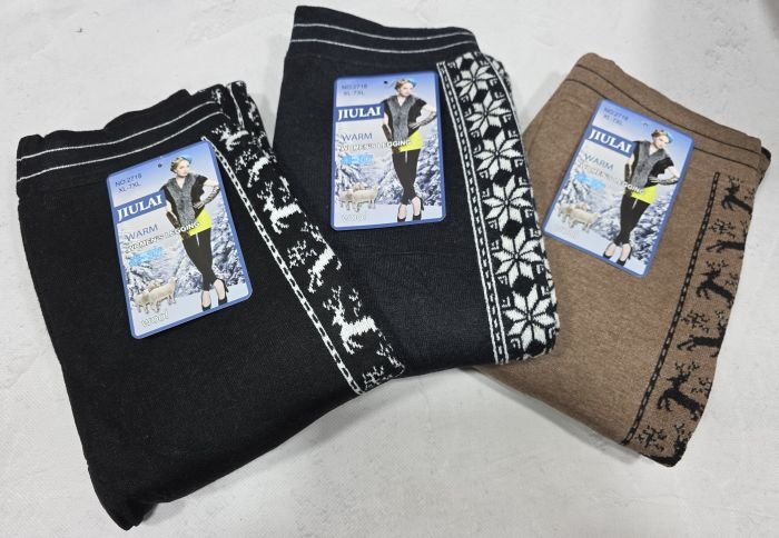 Лосини "JIULAI" 2718 щільні з ангори та вовни з густим начосом +з боків мікс візерунки, р. XL-7XL-(52-58)