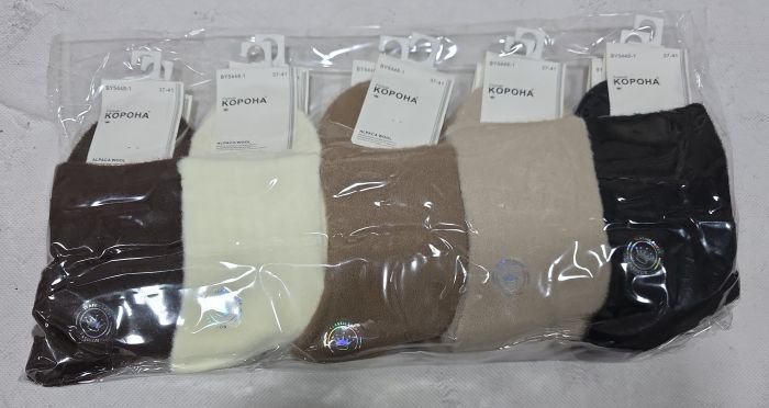 Шкарпетки "КОРОНА" ВY-5448-1 альпака вовна жіночі, р. 37-41 асорті -(Однотонні +середня гумка в рубчик) -уп. 10 шт