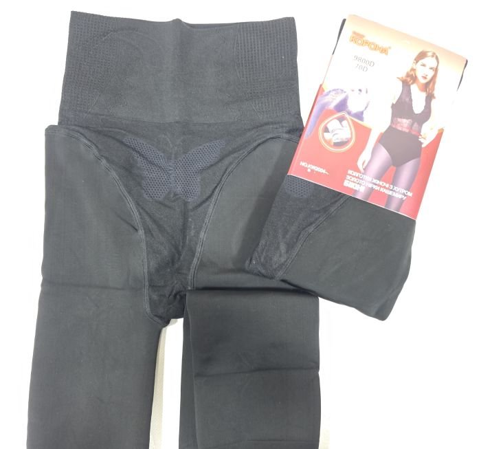 Колготки "Корона" KW-2004-1 /54-60 еластичні на товстому хутрі норки кашеміру до стопи, зверху підтримуючі трусики з ефектом push-up, на р. 50-54 -(чорні)