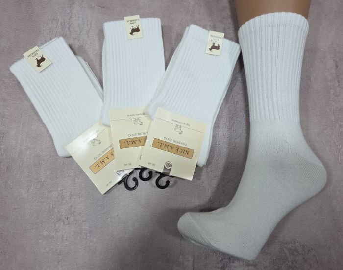 Шкарпетки "NICE A.M.L." 821-БІ кашемірові жіночі, р. 36-40 -(Кашемір /білі +з високою гумкою в рубчик) -уп. 10 шт