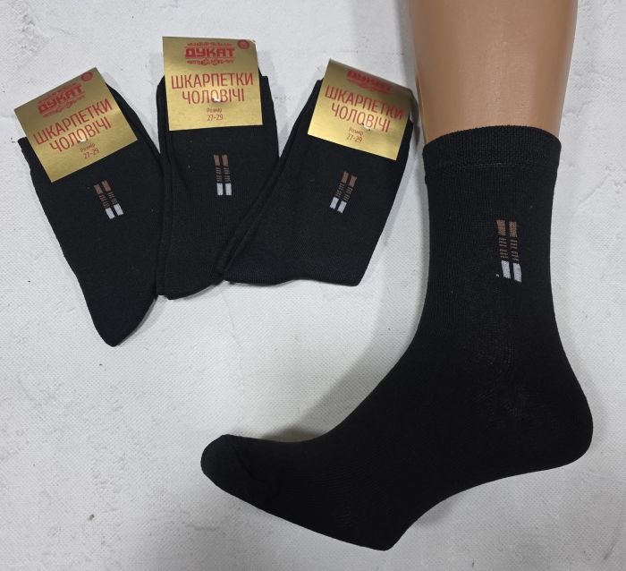 Шкарпетки "Дукат-шкарпетки чоловічі" С418-2 стрейч "класика" чоловічі -(золота з червоними літерами етикетка) р. 27-29 -(чорні -стрейч) -уп. 12 шт