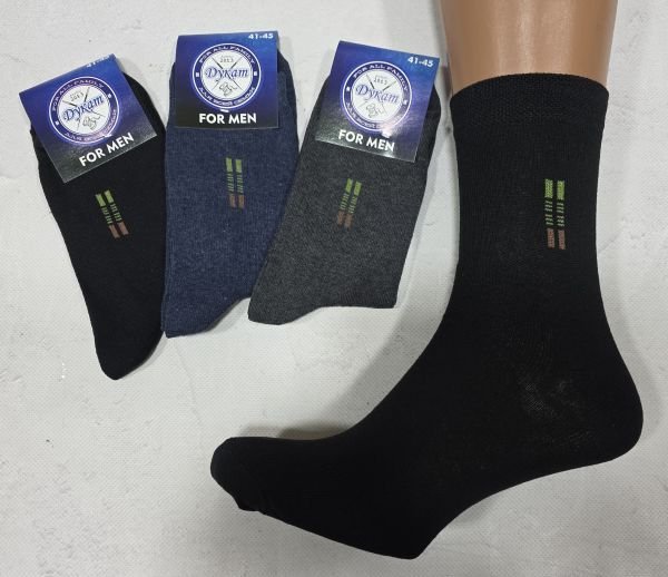 Шкарпетки "Дукат-FOR MEN" С419-1 стрейч "класика" чоловічі -(синя етикетка) р. 41-45 -(асорті +збоку дві смужки у довжину -стрейч)- уп. 12 шт