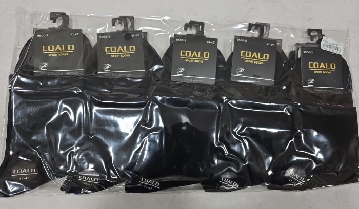 Шкарпетки "COALO" AY-9500-2 стрейч /cotton чоловічі, р. 41-47 -(Чорні +широка середня гумка в рубчик) -уп. 10 шт