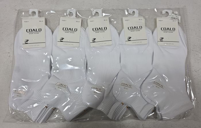 Шкарпетки "COALO" ВY-7100-1 стрейч /cotton жіночі, р. 36-41 -(Білі /укорочені з гумкою в рубчик +посередині резинка фіксатор) - уп. 10 шт