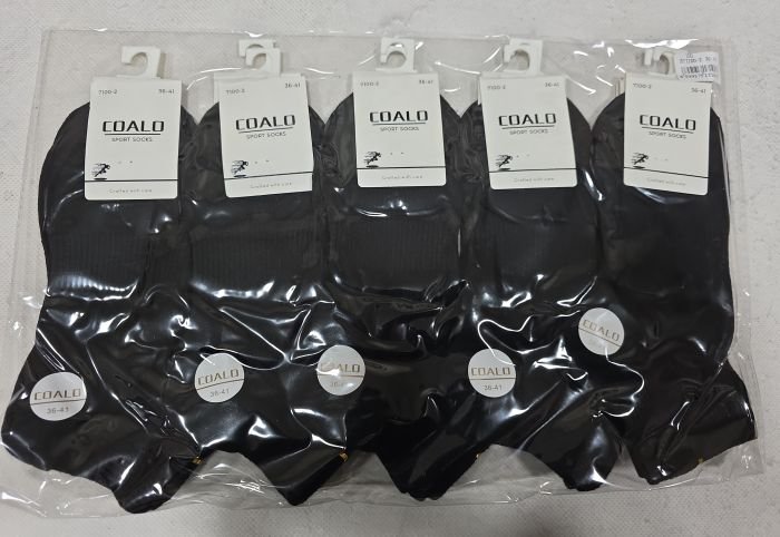 Шкарпетки "COALO" ВY-7100-2 стрейч /cotton жіночі, р. 36-41 -(Чорні /укорочені з гумкою в рубчик +посередині резинка фіксатор) - уп. 10 шт