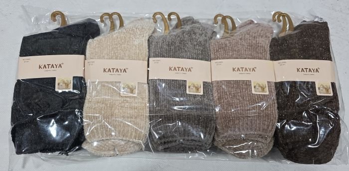 Шкарпетки "KATAYA" 2985-3  вельветові +шерсть лами жіночі, р. 37-41 -(Високі /меланжеві з додаванням люрексової нитки) -уп. 10 шт