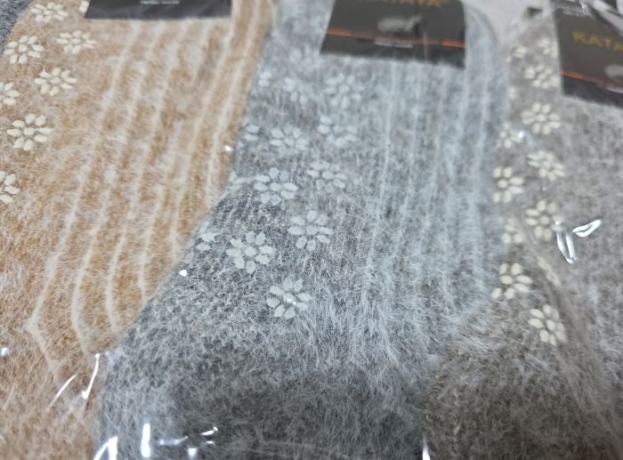 Шкарпетки "KATAYA" 2967-1 термо норка кашемір жіночі, р. 36-41 -асорті -(Короткі /меланжевий мікс у рубчик +з гальмами на підошві) -уп. 10 шт