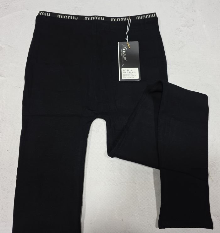 Лосини "Kenalin" NO:2016 безшовні з еластичного бавовняного трикотажу на збитому флісі +на додатковій плоскій резинці написи, р. XL-5XL-(44-48) -(чорні)