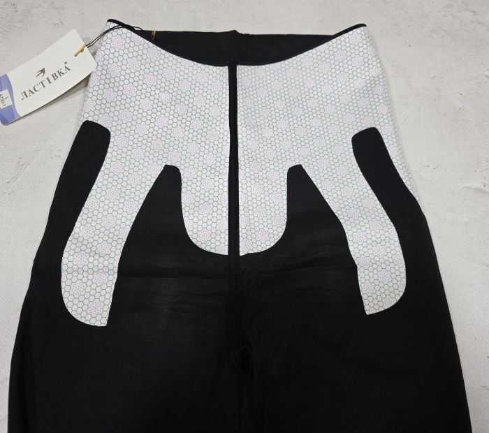 Лосини "Ластівка" А-730-1 демі гладкі з коригуючою мембраною та з тейпами +з чіпами, з широким поясом утяжкою +з підтяжкою живота та сідниць з пуш-ап ефектом (Push-up), р. М-(42-46), L-(44-48), XL-(46-50) -(чорні)