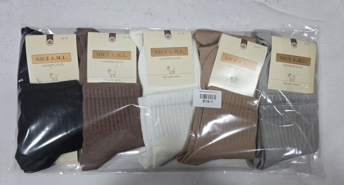 Шкарпетки "NICE A.M.L." 815-1 кашемірові жіночі, р. 36-40 -асорті -(Кашемір /середні однотонні +широка гумка в рубчик) -уп. 10 шт