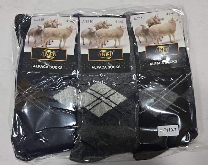Шкарпетки "Akfu" F-7110-7 альпака чоловічі, р. 41-47 -асорті -(Однотонні +зверху великі ромби) -уп. 12 шт