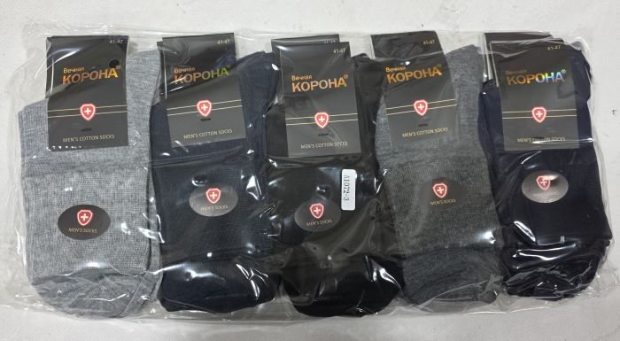 Шкарпетки "Корона" A-1072-3 стрейч /cotton з ослабленою гумкою чоловічі, р. 41-47 -асорті -(Високі /однотонні з ослабленою гумкою в дрібний рубчик) -уп. 10 шт.