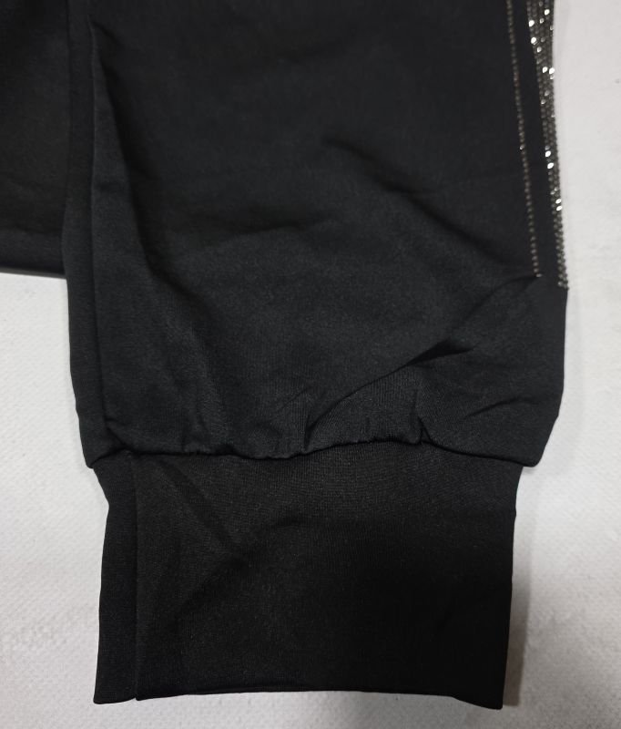 Прогулянкові штани "Kenalin" 9670-12b батал, низ на широкому манжеті +верх на резинці +з боків широкі лампаси з камінчиків +кишені, р. 5XL/6XL-(52-54), 6XL/7XL-(54-56) -(чорні -без вибору кольору камінчик!)