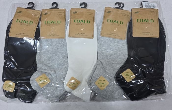 Шкарпетки "COALO" AX-990-5 стрейч /cotton чоловічі, р. 41-47 -асорті -(Короткі /однотонні три кольори -чол.) -уп. 10 шт