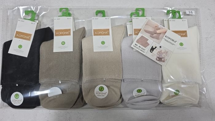 Шкарпетки "Корона" ВY-5537 стрейч /бамбук жіночі, р. 36-41 -асорті -(Високі /однотонні +з широкою гумкою в дрібний рубчик) -уп. 10 шт