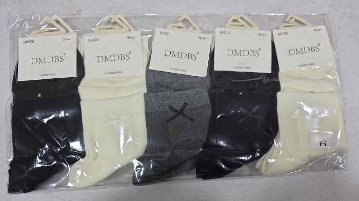 Шкарпетки "DMDBS" BR-228 стрейч /cotton жіночі, р. 36-41 -асорті -(середні /однотонні у дрібний рубчик +на гумці бантик із стрічки) - уп. 10 шт