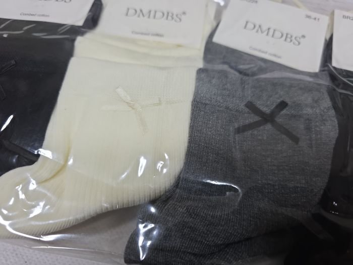 Шкарпетки "DMDBS" BR-228 стрейч /cotton жіночі, р. 36-41 -асорті -(середні /однотонні у дрібний рубчик +на гумці бантик із стрічки) - уп. 10 шт